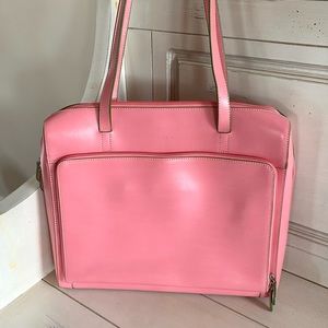 Pink and Green Leather Lodis Tote Bag